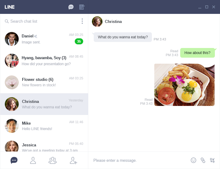 LINE web chat for customer communication