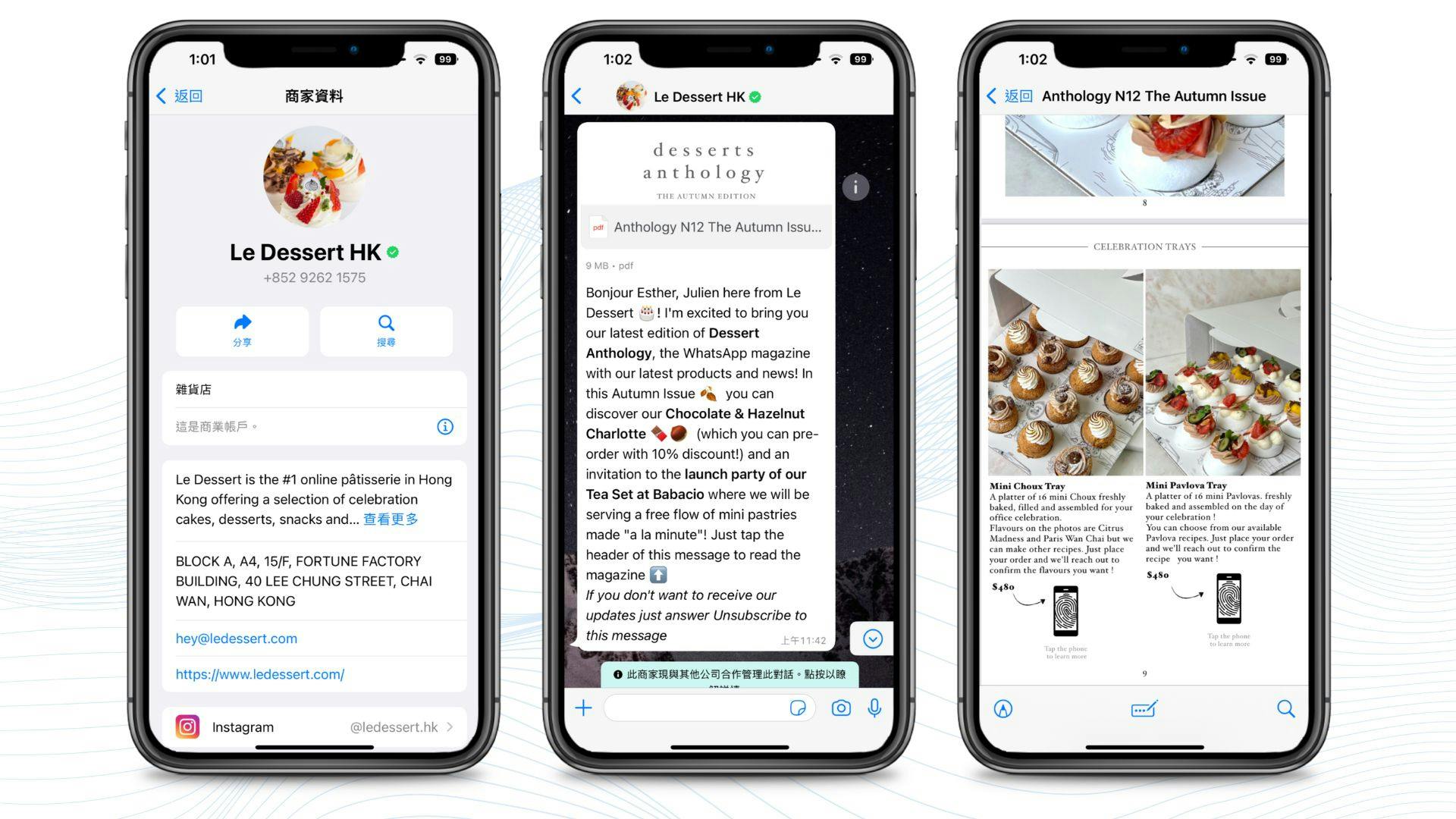 Le Dessert trasmette newsletter e campagne pubblicitarie su WhatsApp Business