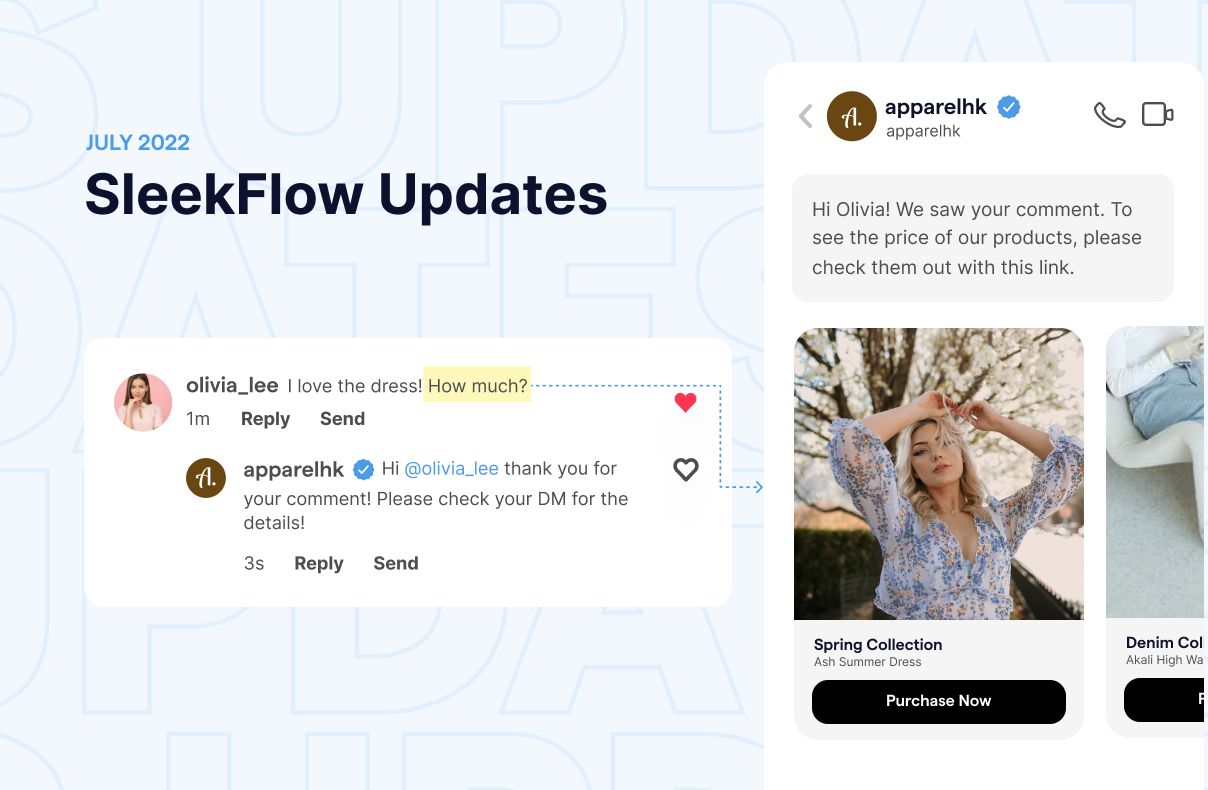Nouveautés de SleekFlow : réponse automatique aux commentaires sur Facebook et Instagram