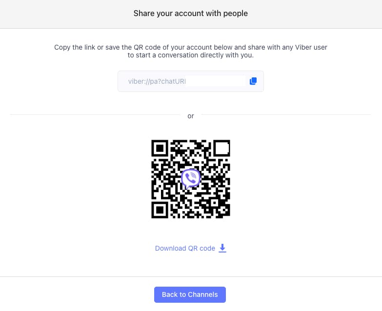 Send Viber QR code and chat link to customers