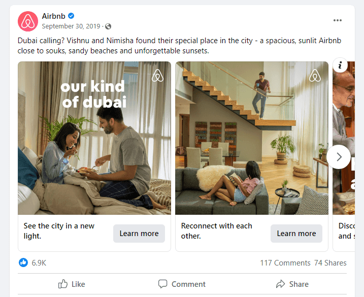 Airbnb ads retargeting example