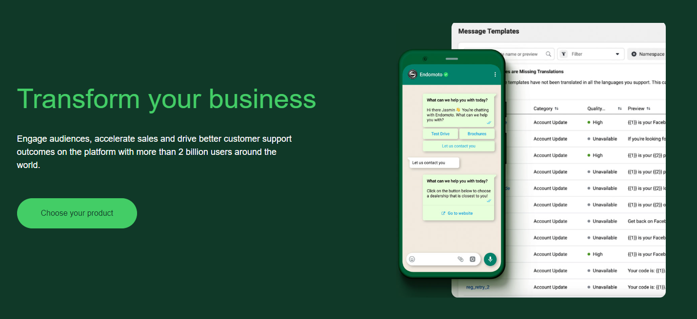 whatsapp business homepage