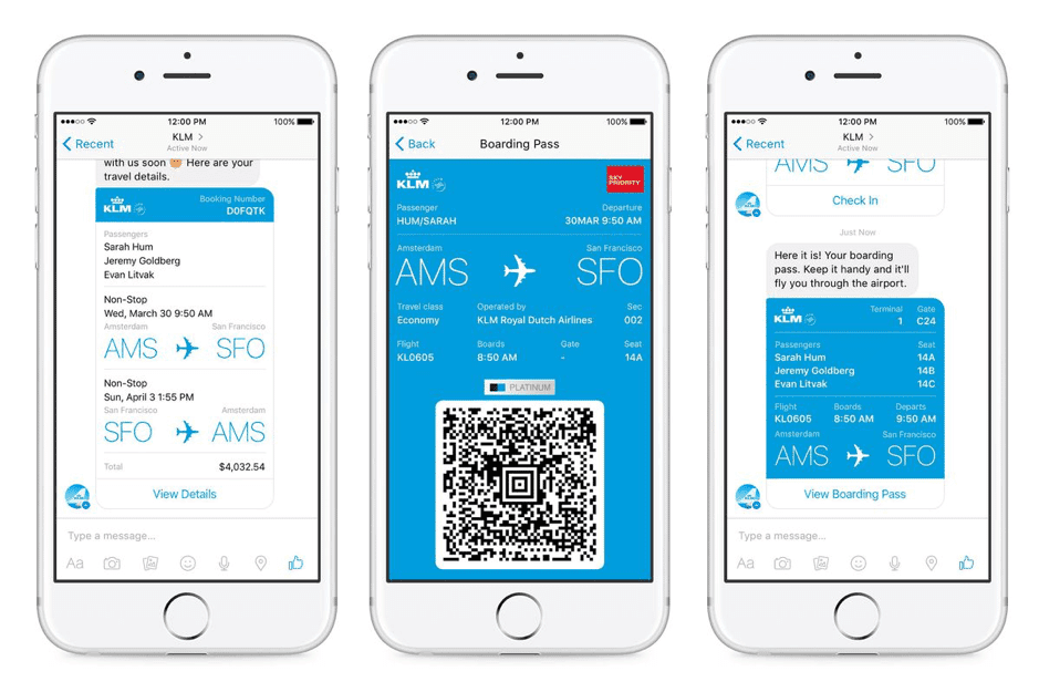 Niederländische Fluggesellschaft KLM und Facebook Messenger Chatbots