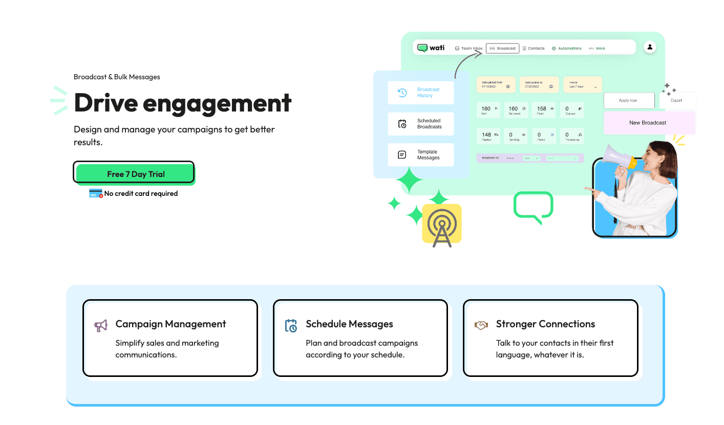 WATI interface for broadcast campaigns