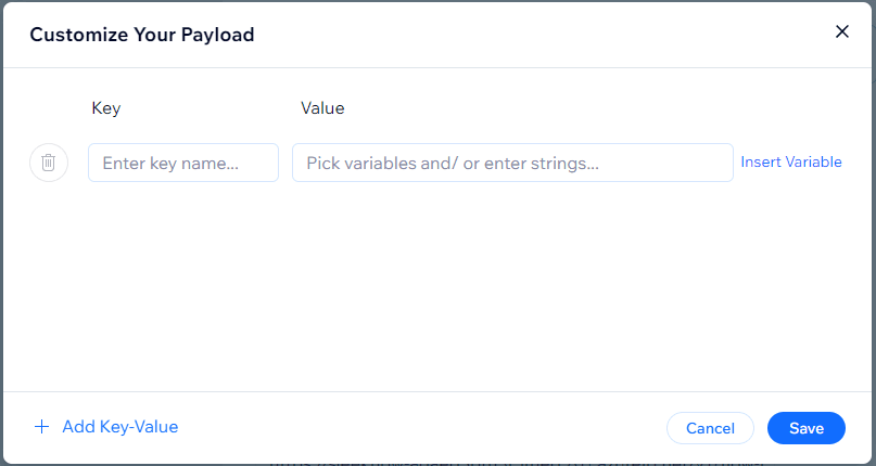 payload customization with key-value pairs