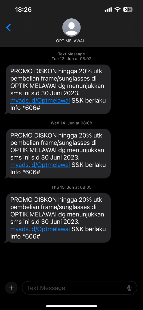 Contoh Promo Diskon SMS Marketing