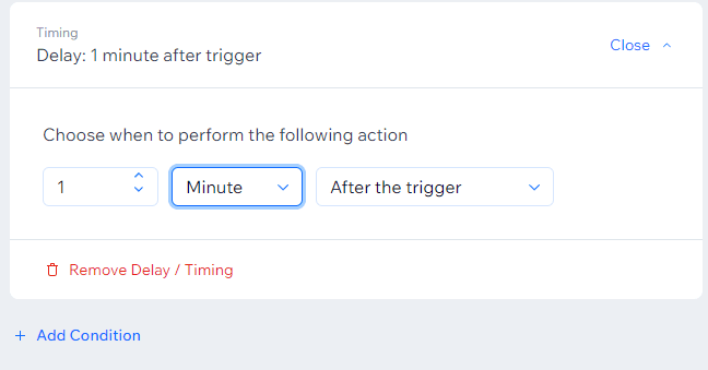 delay settings for automation actions