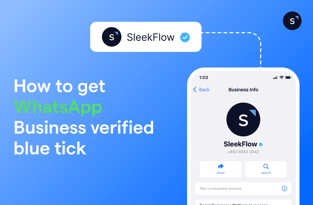 WhatsApp Business account verified with a blue tick
