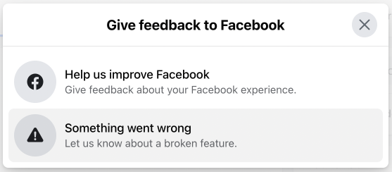 Contact Facebook support on 'Something went wrong'