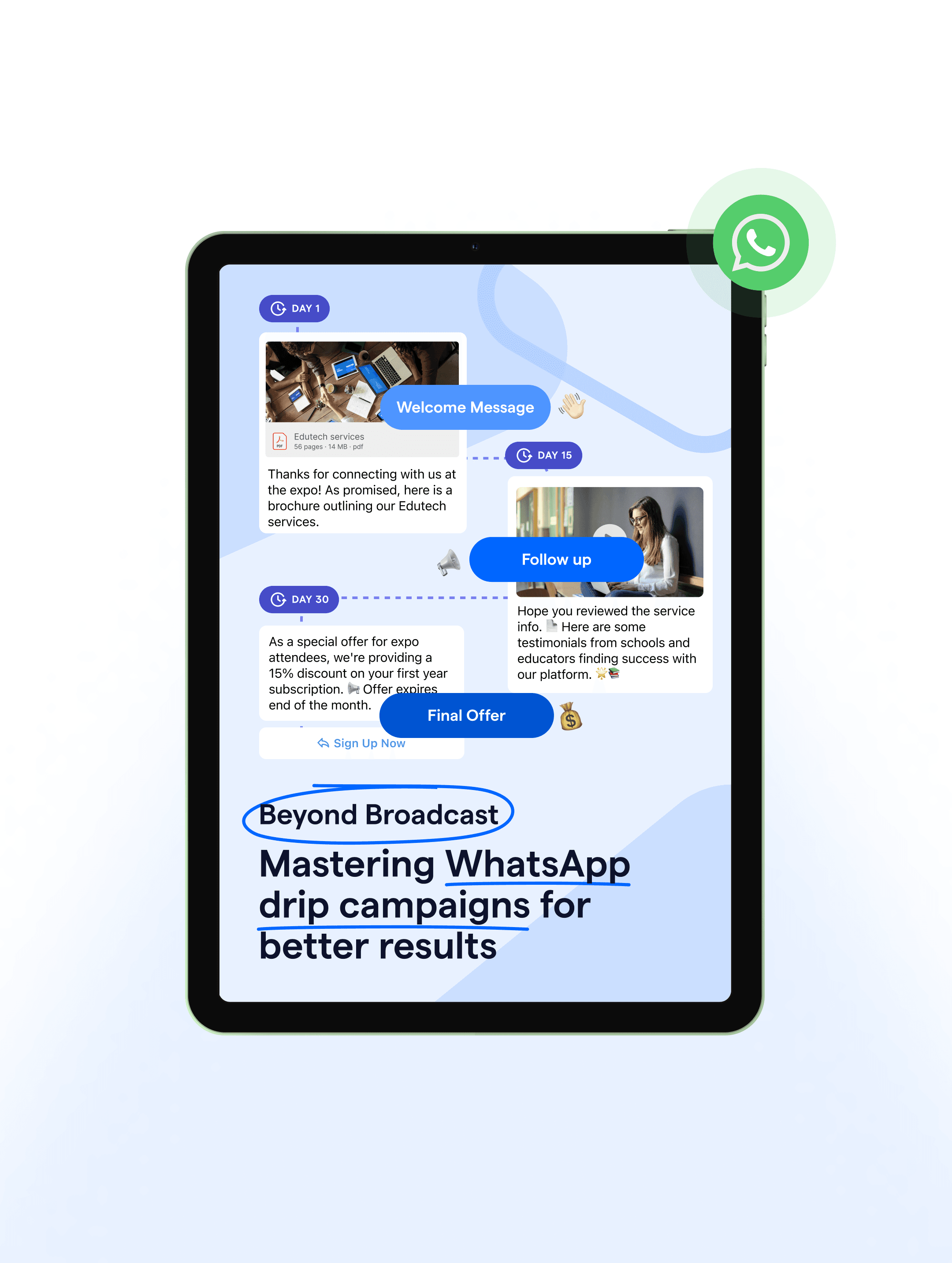 Beyond broadcast, mastering WhatsApp drip marketing hero image