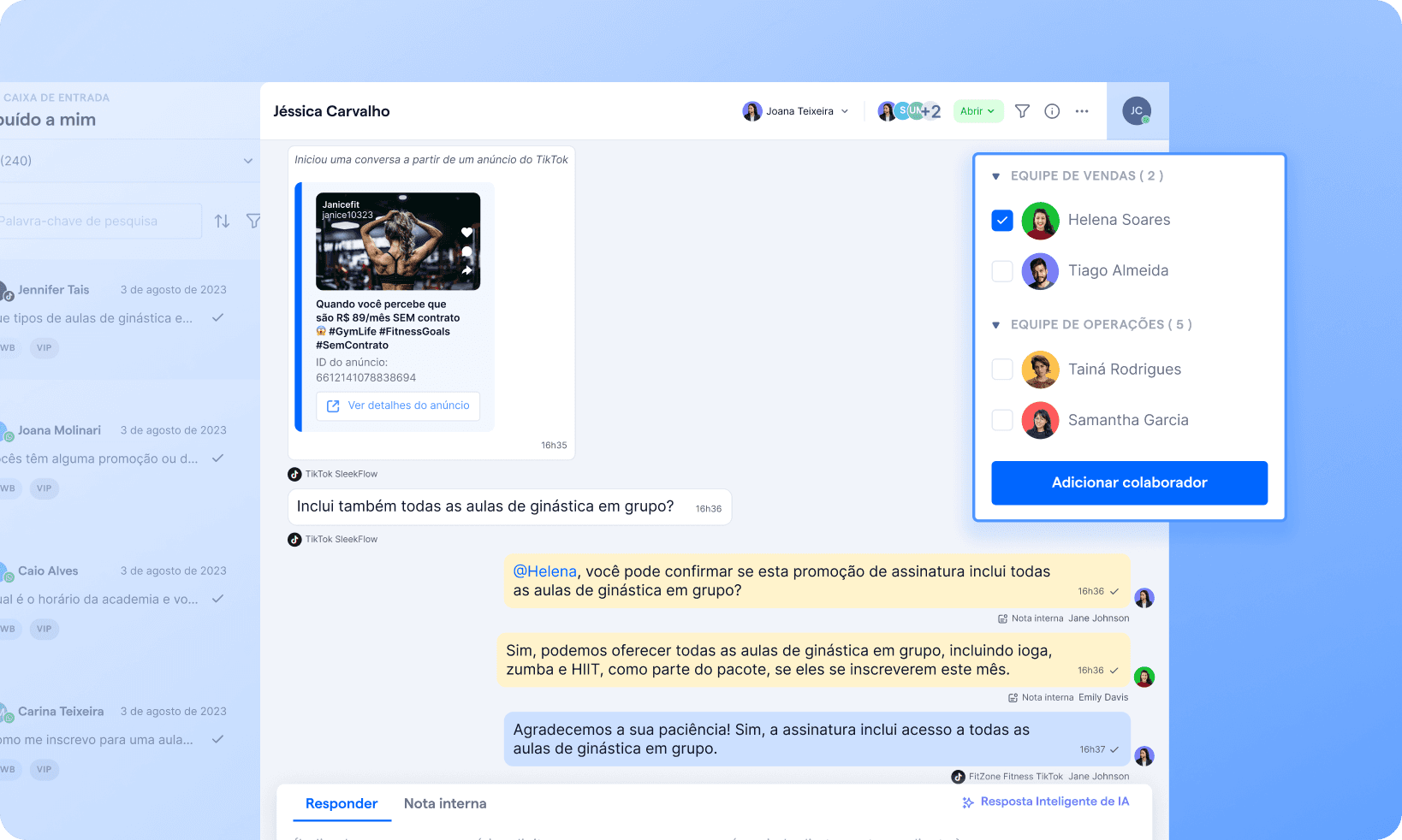 pt br tiktok caixa de entrada