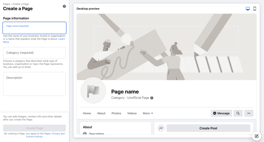 Create Facebook Business page