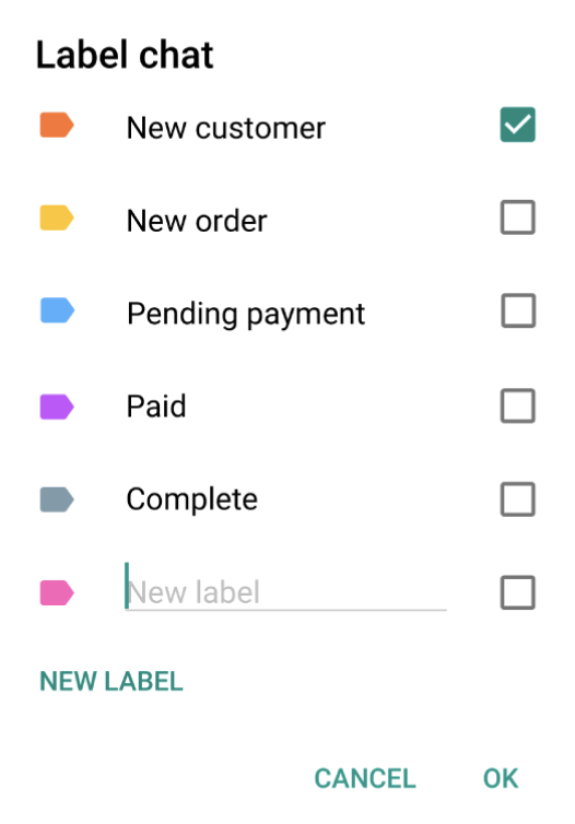  Chat labels example on WhatsApp