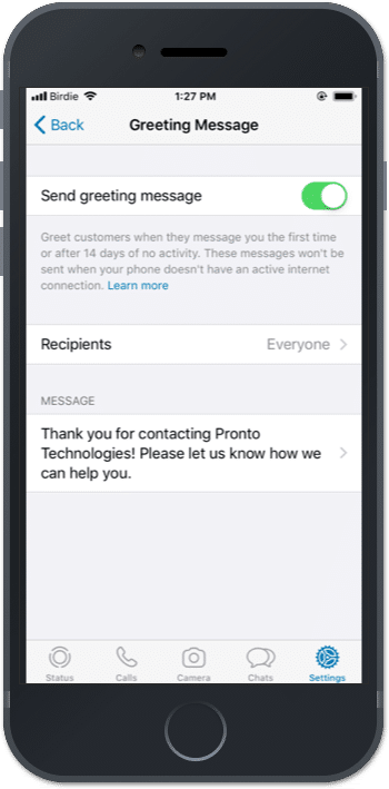 Mensaje automático de bienvenida en WhatsApp