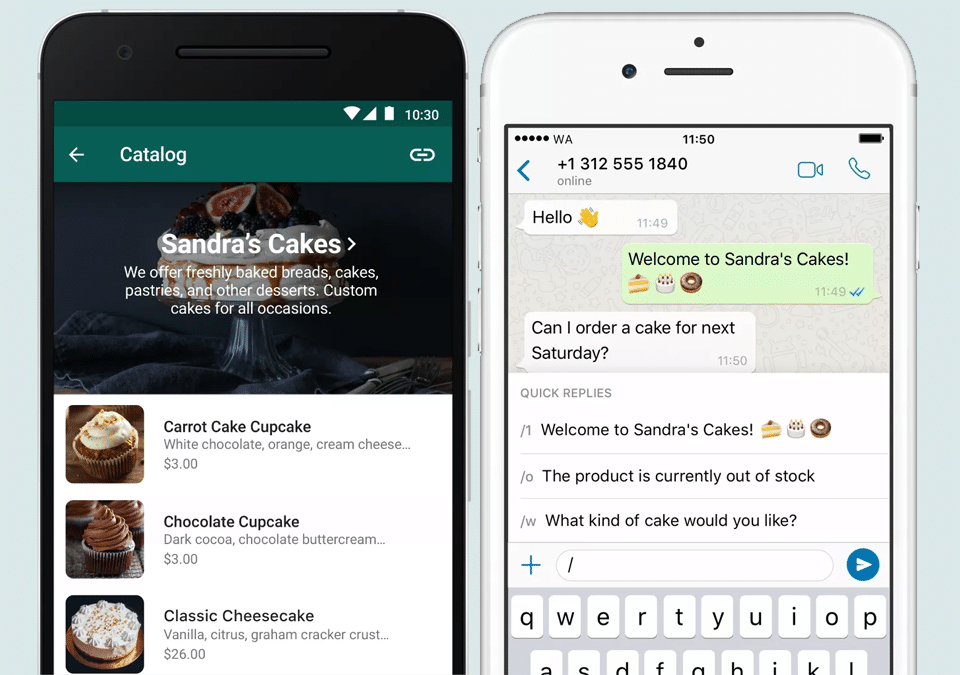 WhatsApp Business interface and broadcast messages features