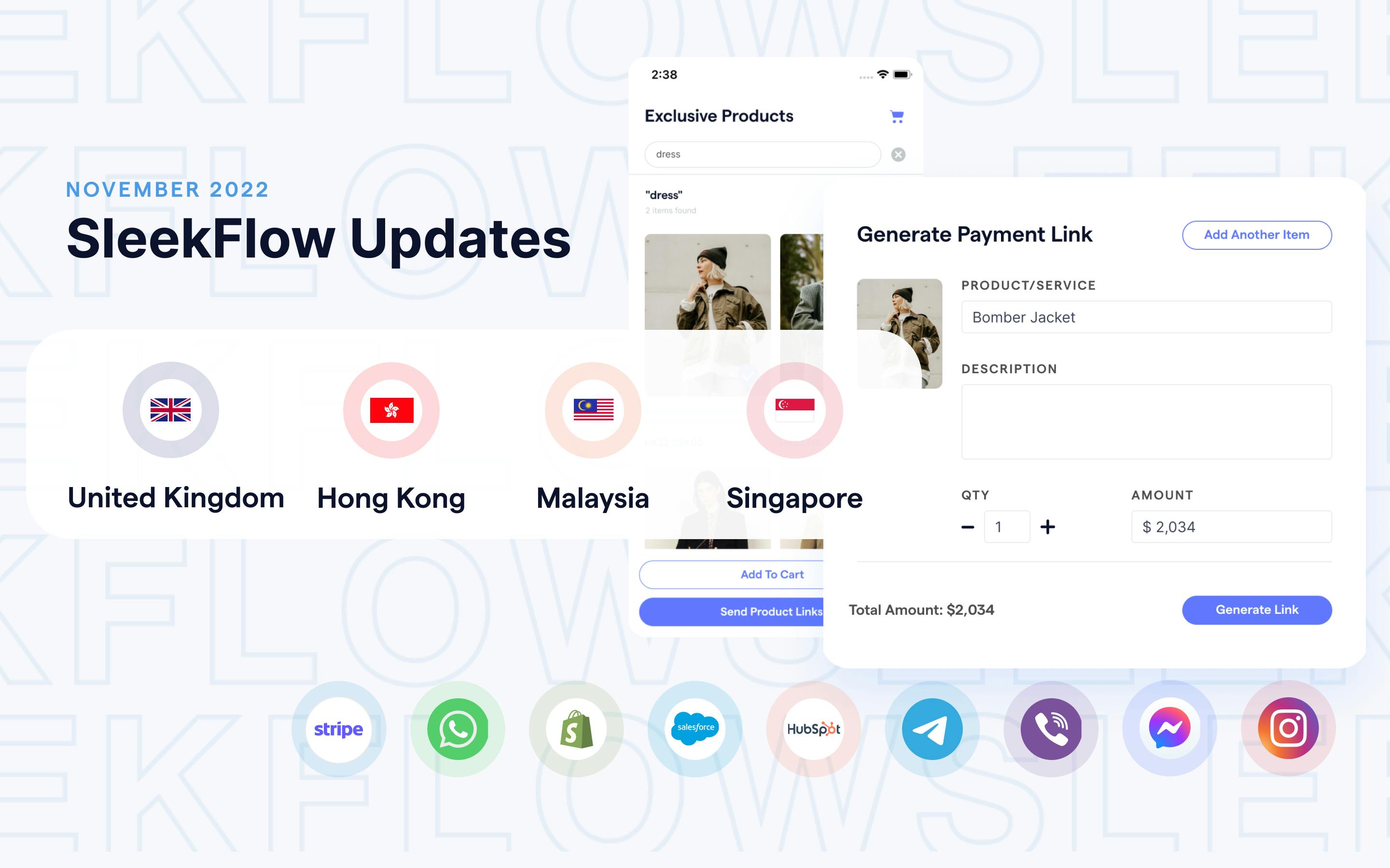 SleekFlow payment links in Singapore, Malaysia, Hong Kong and UK
