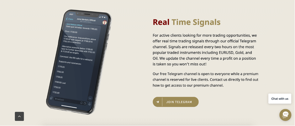JunoMarkets real time signals