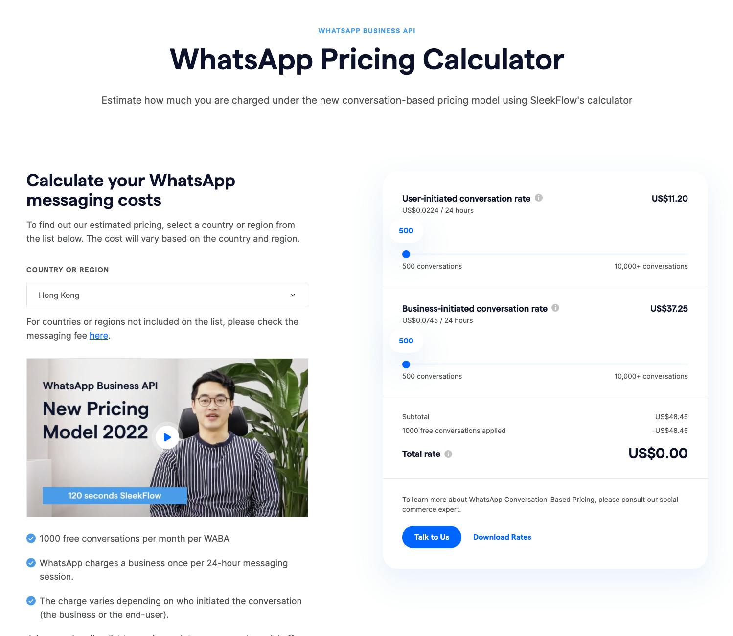 WhatsApp Pricing Calculator