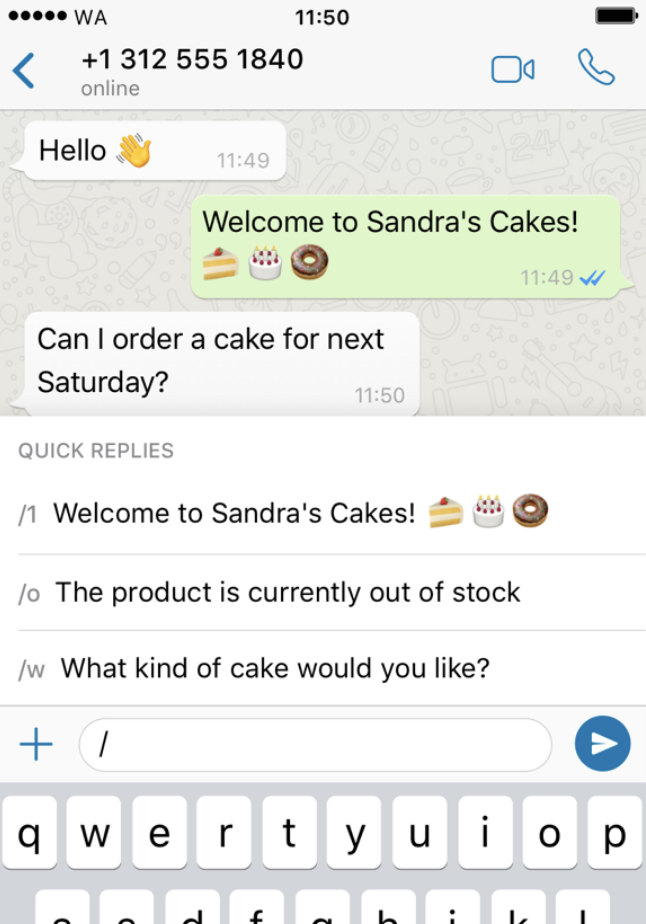 Esempi di risposte rapide su WhatsApp Business 