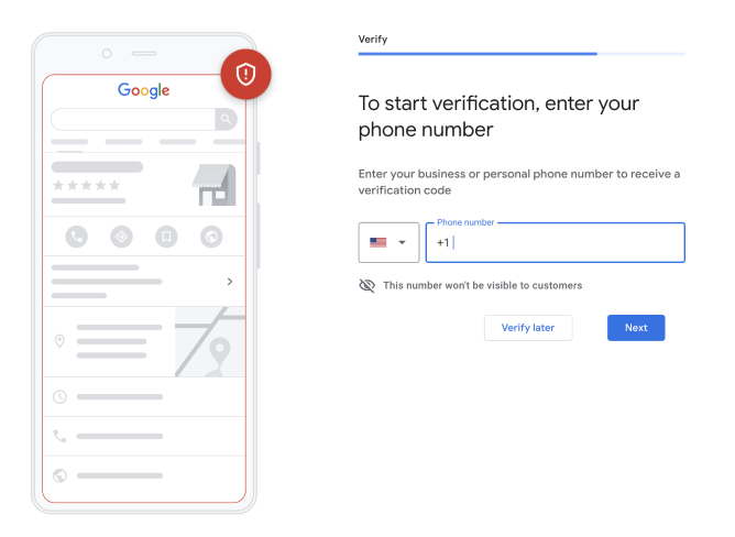 Verify Google Business account via SMS or voice call