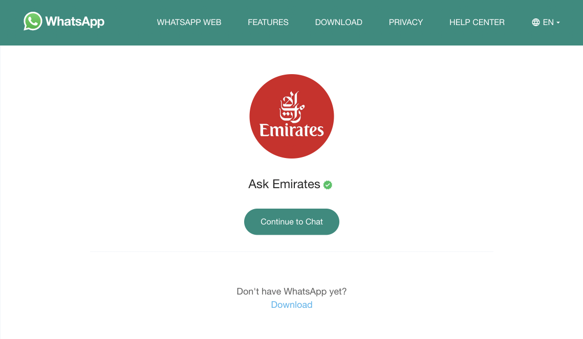 Emirates Airlines uses WhatsApp Business API in UAE