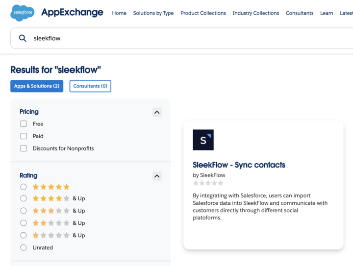 You can now connect your Salesforce account to SleekFlow on Salesforce AppExchange