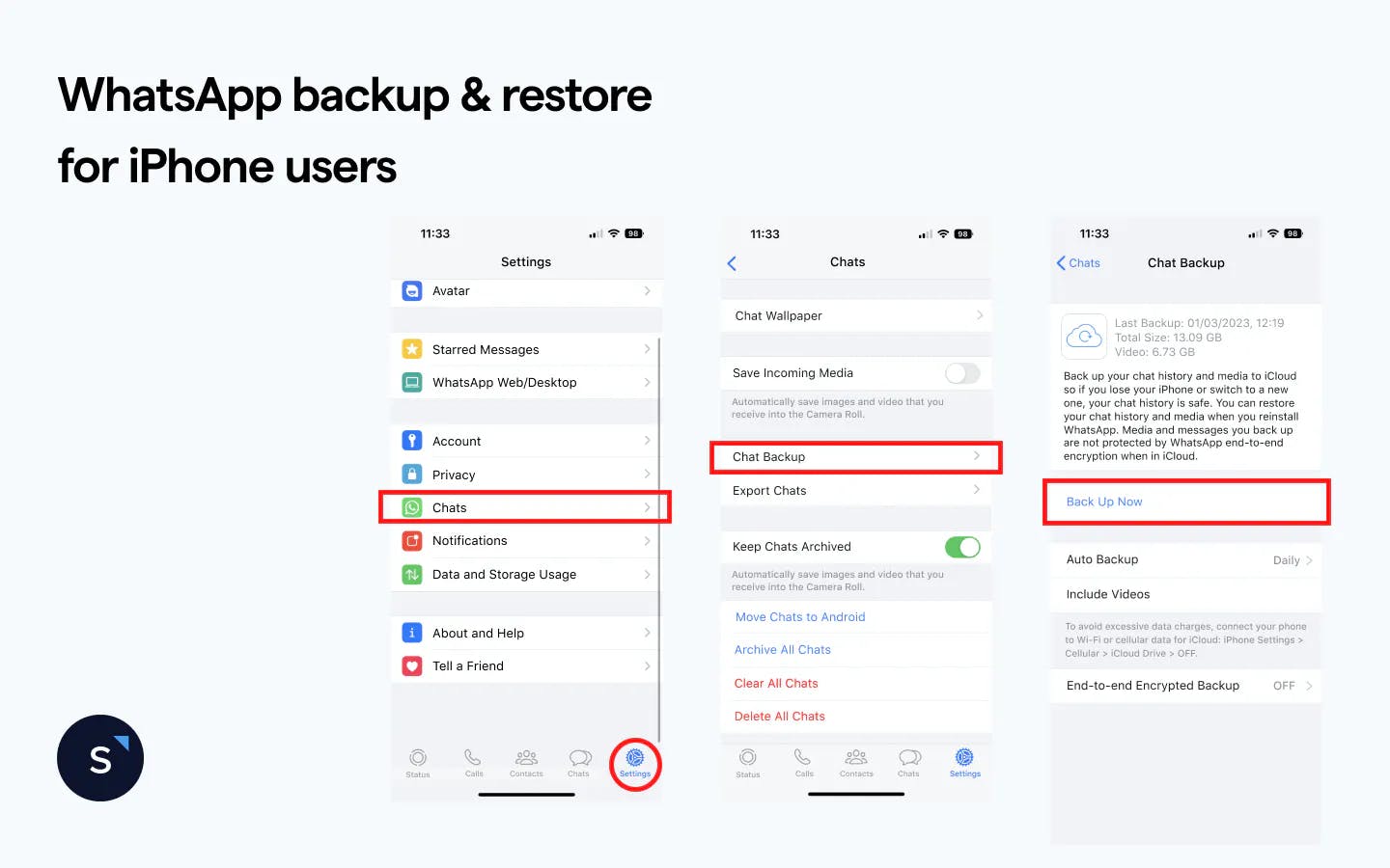WhatsApp backup dan restore untuk iPhone