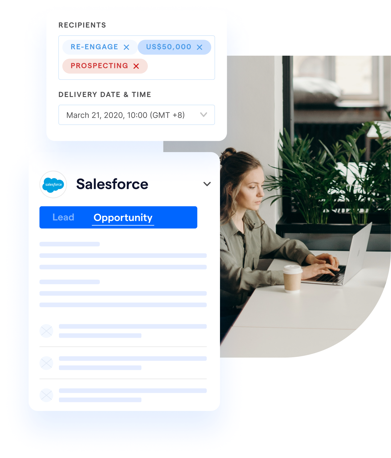 Connect to Salesforce CRM, Marketing & Commerce Cloud <1>without writing codes</1>