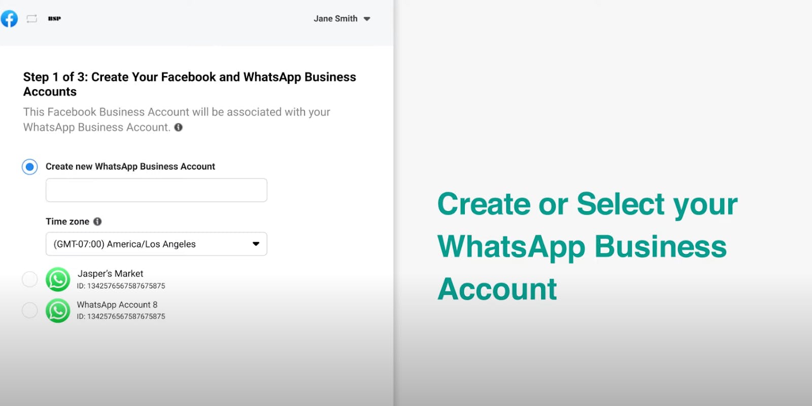 create or select your business account