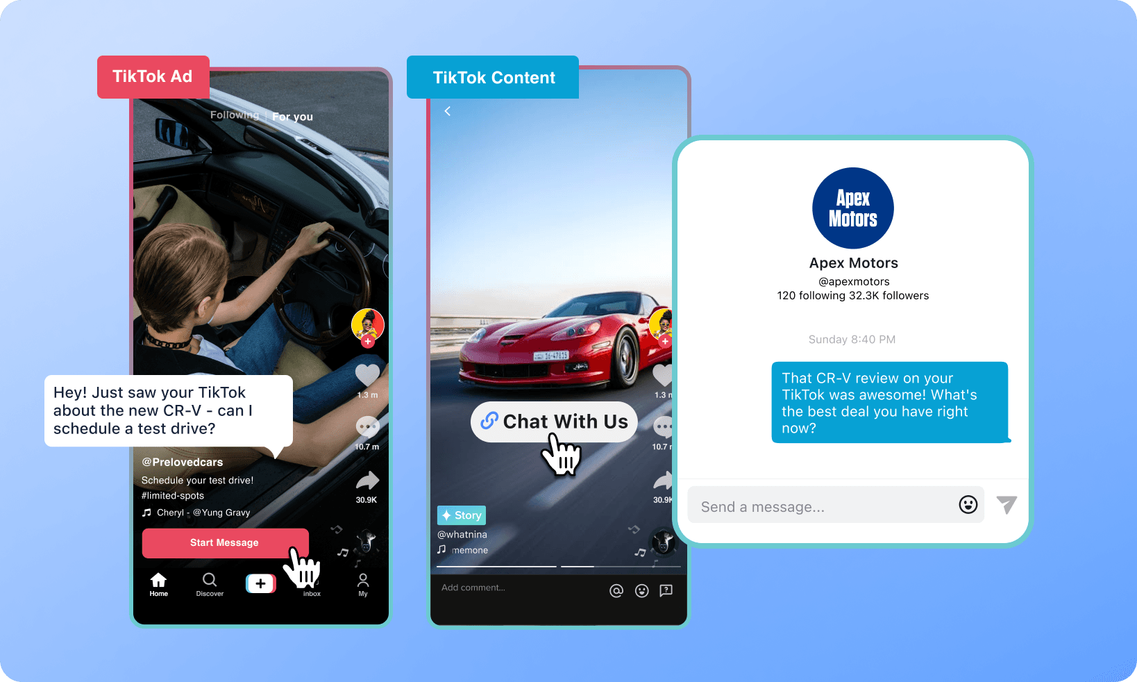 channel page tiktok business messaging drive chat