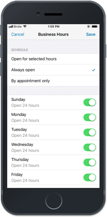 business timings settings on WhatsApp Business