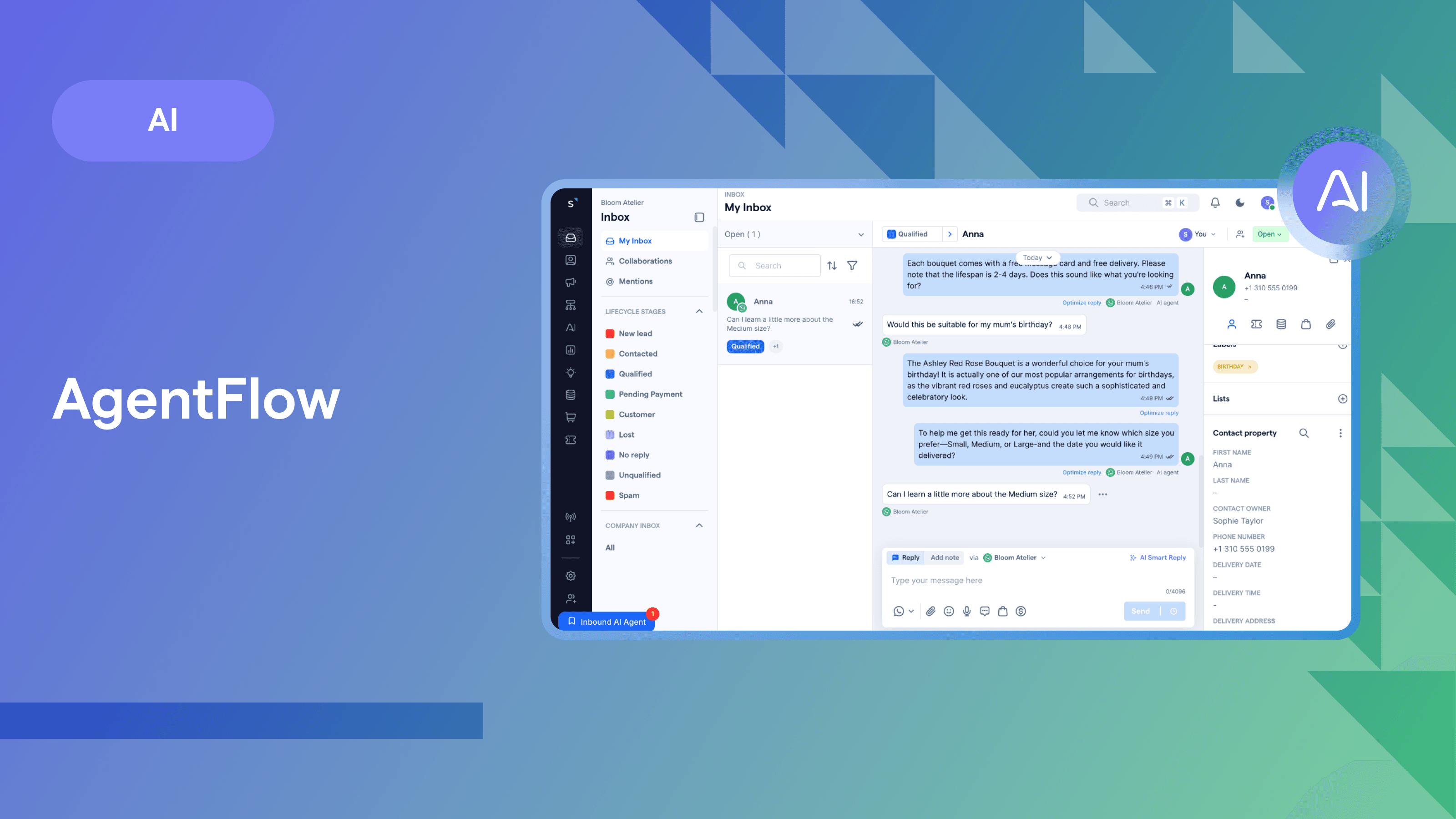 AgentFlow - AI Inbound Agent & Data Analyst Interactive demo