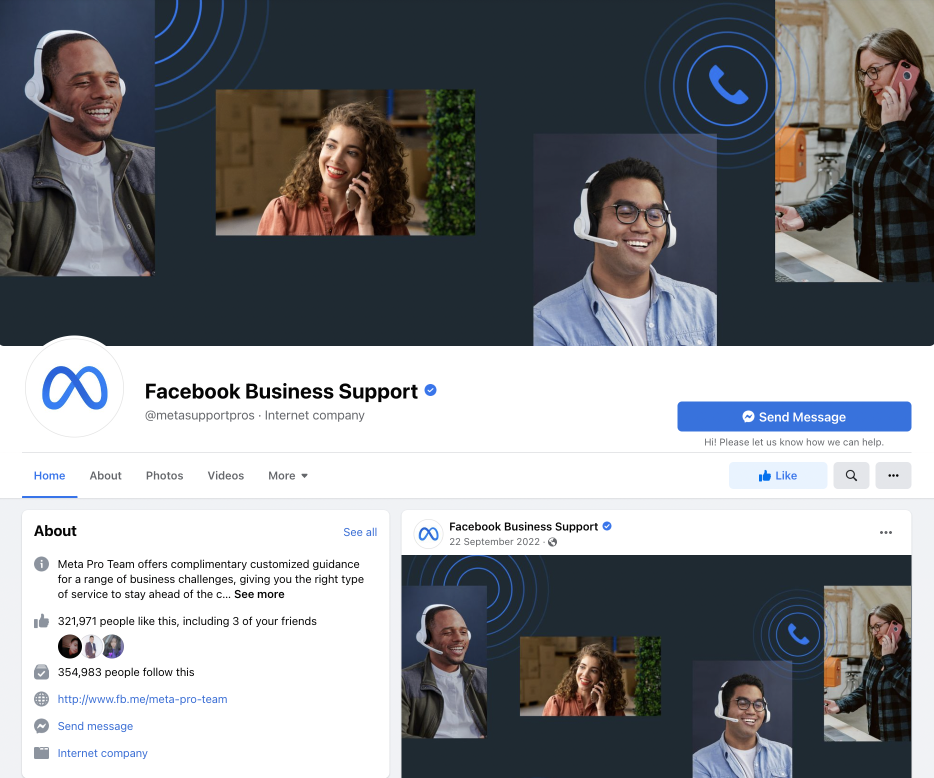 Facebook Business Support official page