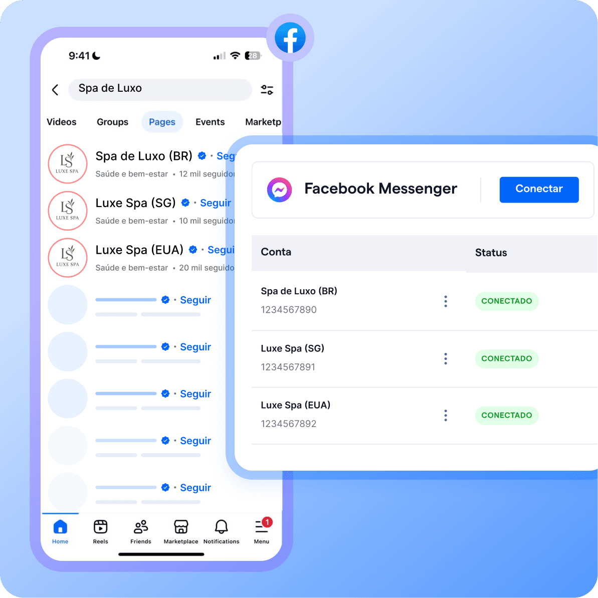 pt-br messenger integração contas