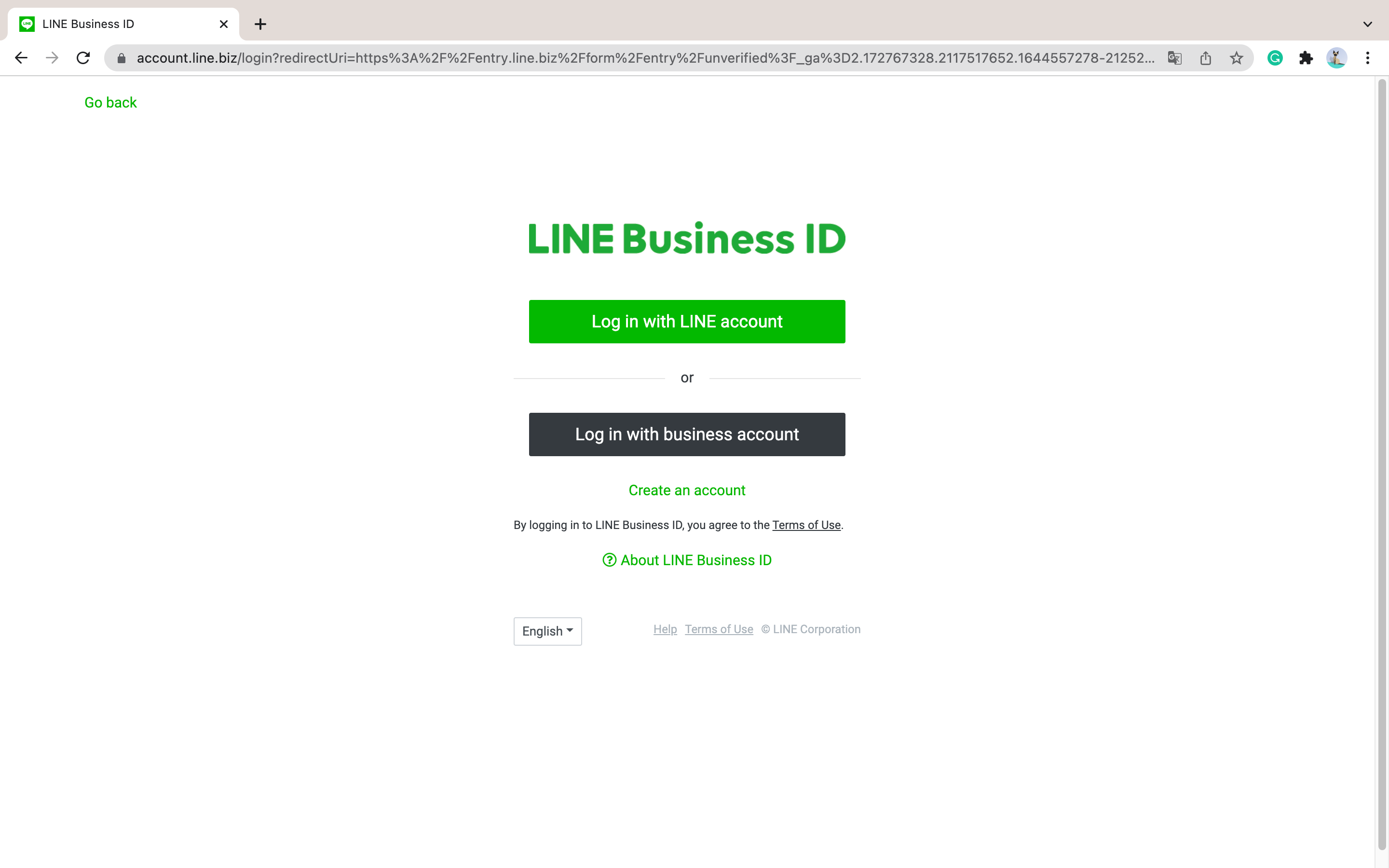 Log in with LINE account