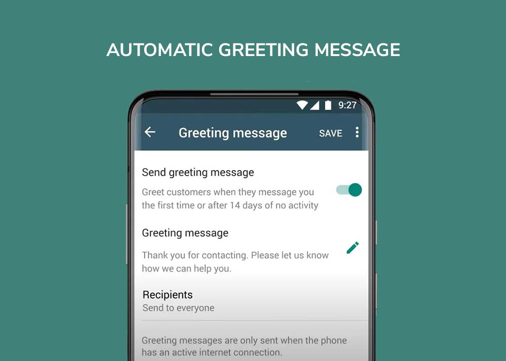 Whatapp automatic greeting message