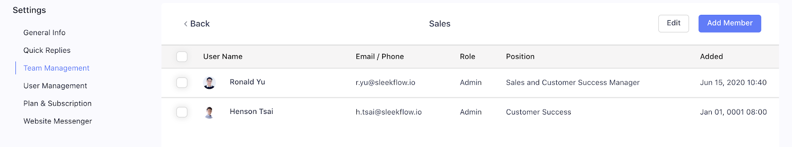 Adding SleekFlow members with different roles