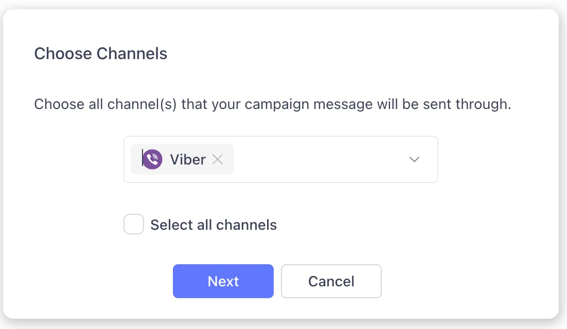 Select Viber as your bulk message campaign channel