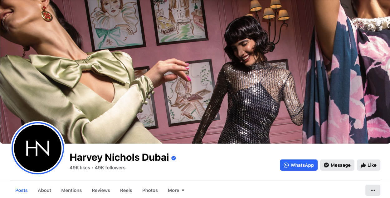 Harvey Nichols Dubai's Facebook Page