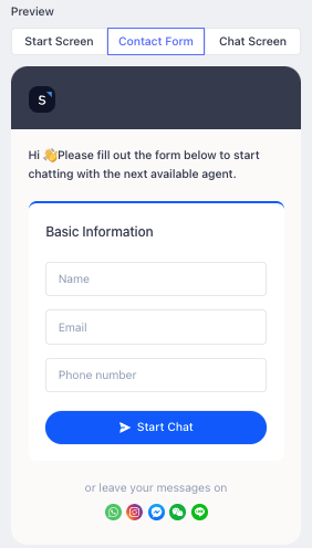 Live Chat Lead Form