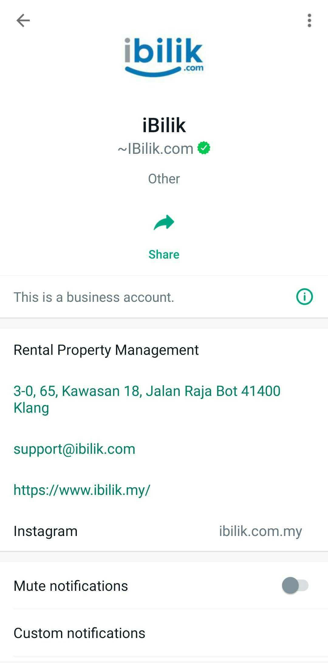 iBilik's official WhatsApp Business account