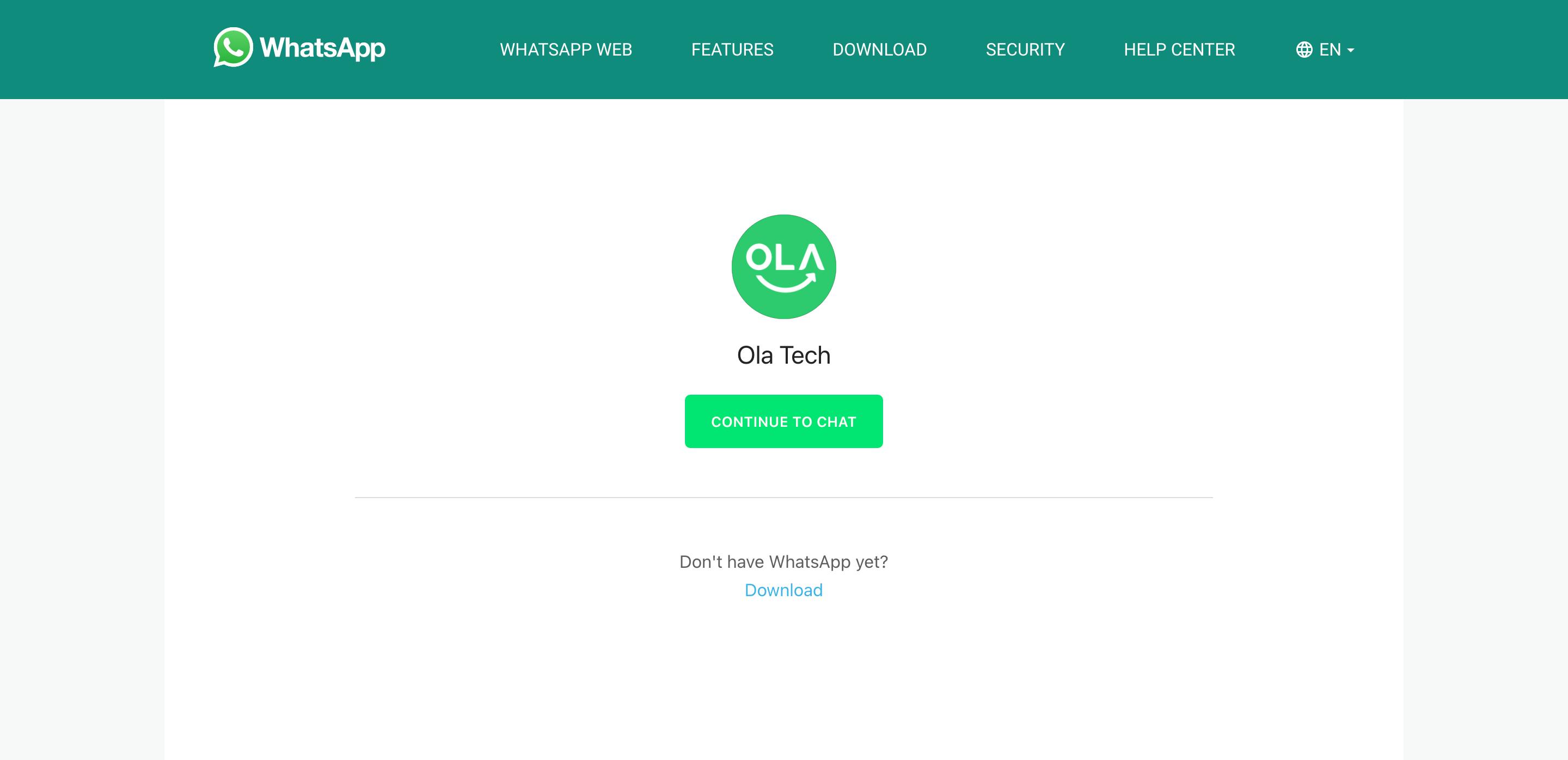 Ola Tech using WhatsApp for WhatsApp Marketing
