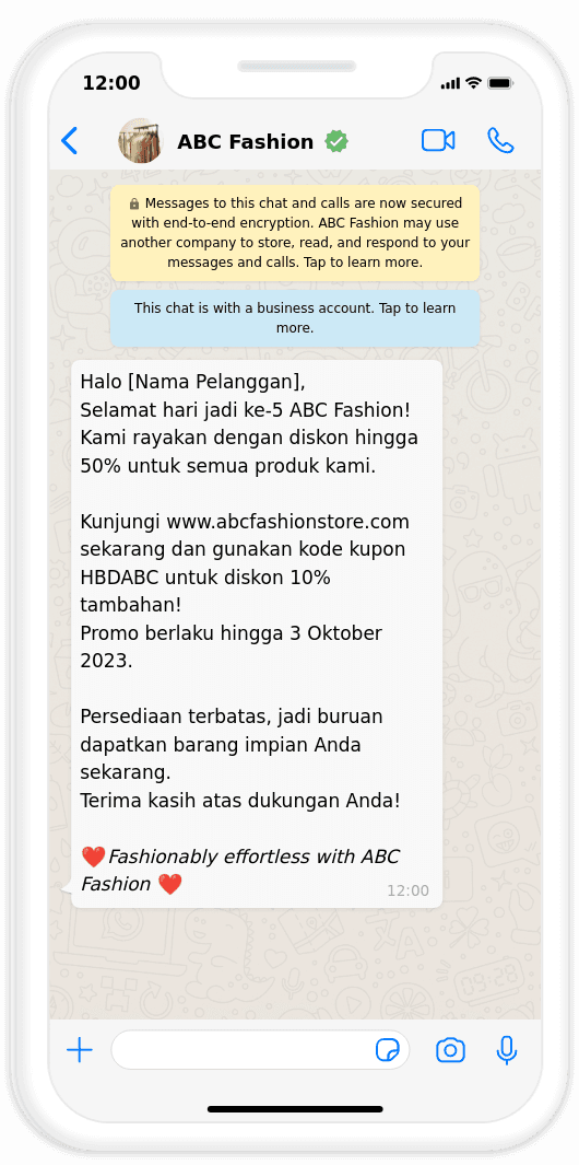 Contoh pesan 一括Whatsapp