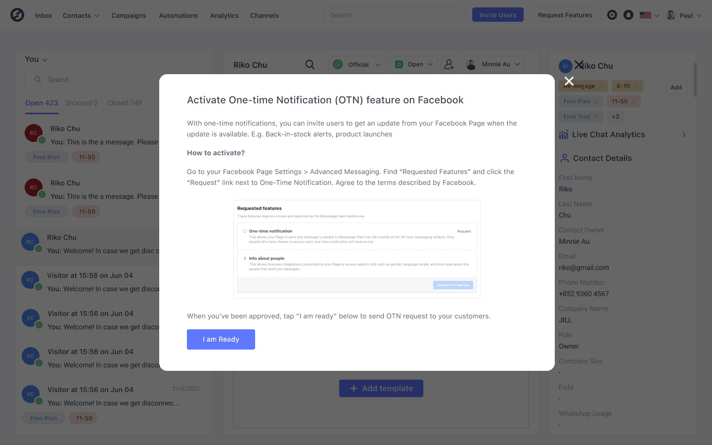 How to send Facebook Messenger broadcast with OTN
