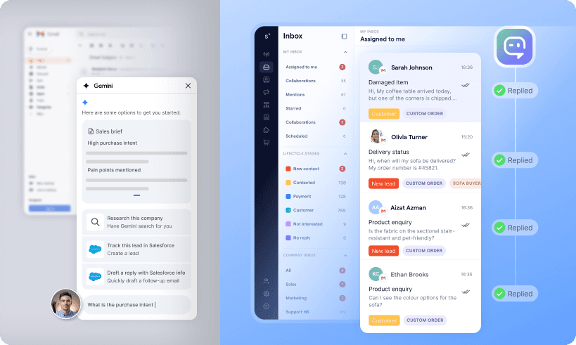 gemini vs sleekflow ai for email and chats